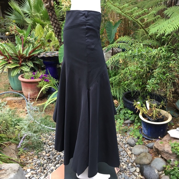 Asymmetrical Black Sateen Gored Skirt NWOT - Picture 5 of 6